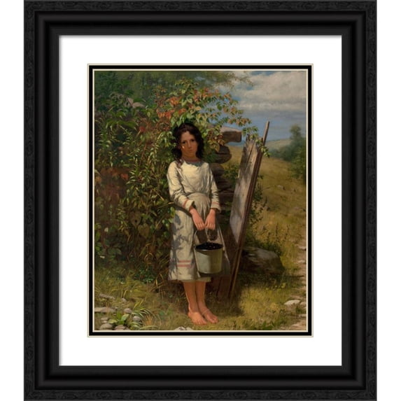 John George Brown 20x24 Black Ornate Framed Double Matted Museum Art Print Titled: Blackberry Picking
