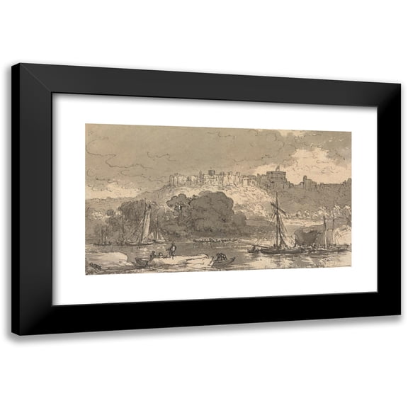 John Glover 14x10 Black Modern Framed Museum Art Print Titled - Windsor Castle
