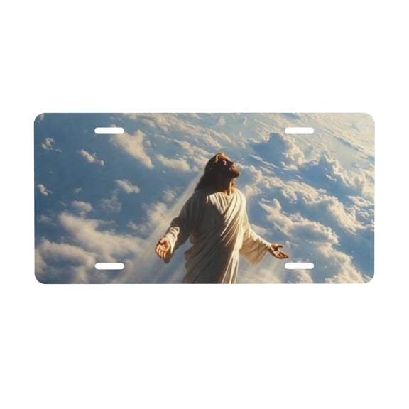 John God License Plate, Front Car Plate with 4 Holes, Weatherproof Novelty Plate, 6x12 Inch