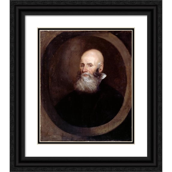 John Greenhill 20x23 Black Ornate Framed Double Matted Museum Art Print Titled: Head of a Bearded Man