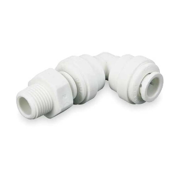 Push-Fit Elbow Fitting, 1/2 in Tube Size, Acetal, Gray, 10 PK