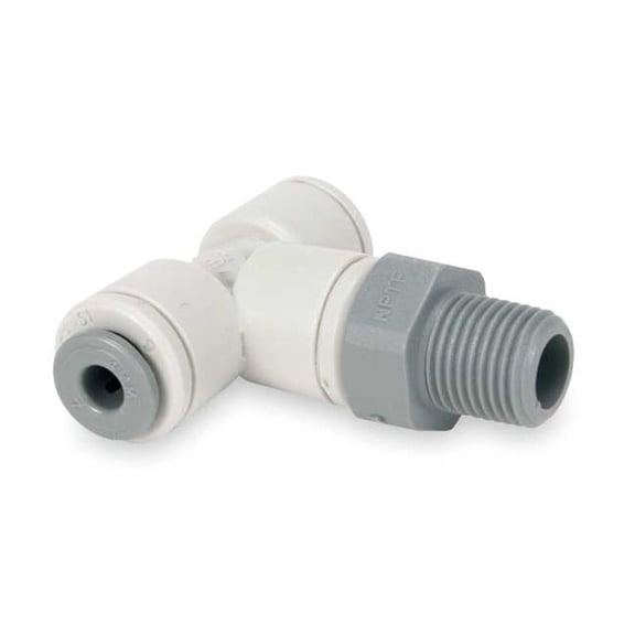 Push-Fit Tee Fitting, 1/4 in Tube Size, Polypropylene, White, 10 PK