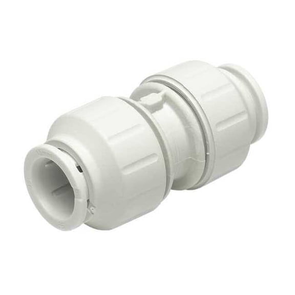 John Guest Push-Fit Coupling Fitting, 1/2 in Tube Size, Plastic, White PEI0420