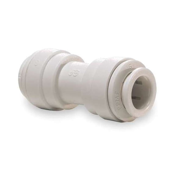 Push-Fit Union Fitting, 1/2 in x 3/8 in Tube Size, Polypropylene, White, 10 PK