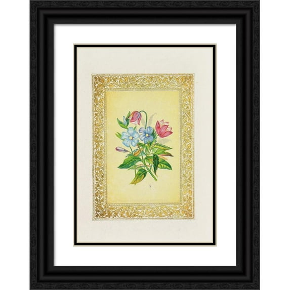John H. Ingram 14x18 Black Ornate Wood Framed Double Matted Museum Art Print Titled - Wood Anemone and Periwinkle (1869)
