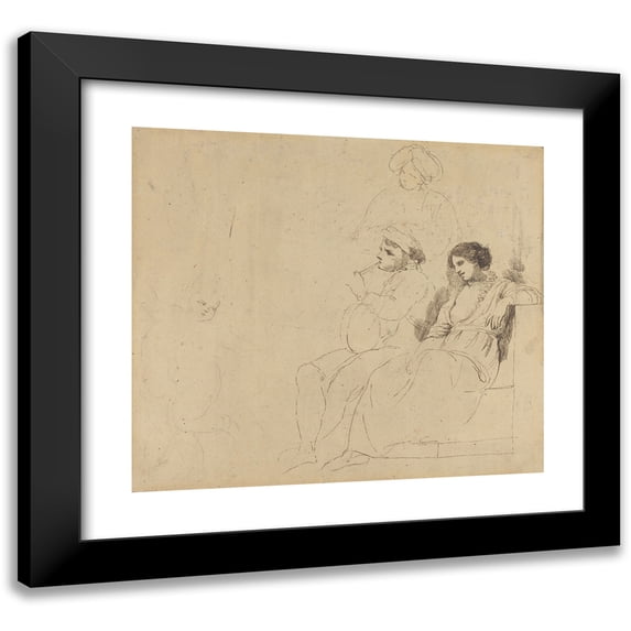 John Hamilton Mortimer 13x12 Black Modern Framed Museum Art Print Titled - Study for ‘The Rustic Dancers’ (C. 1770-1774)