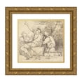 thumbnail image 1 of John Hamilton Mortimer 13x12 Gold Ornate Wood Frame and Double Matted Museum Art Print Titled - Three Soldiers in Armour Sitting on Stone Blocks, 1 of 4