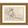 thumbnail image 1 of John Hamilton Mortimer 14x11 Gold Ornate Wood Frame and Double Matted Museum Art Print Titled - Reclining Female Figure in an Italian Landscape, 1 of 4