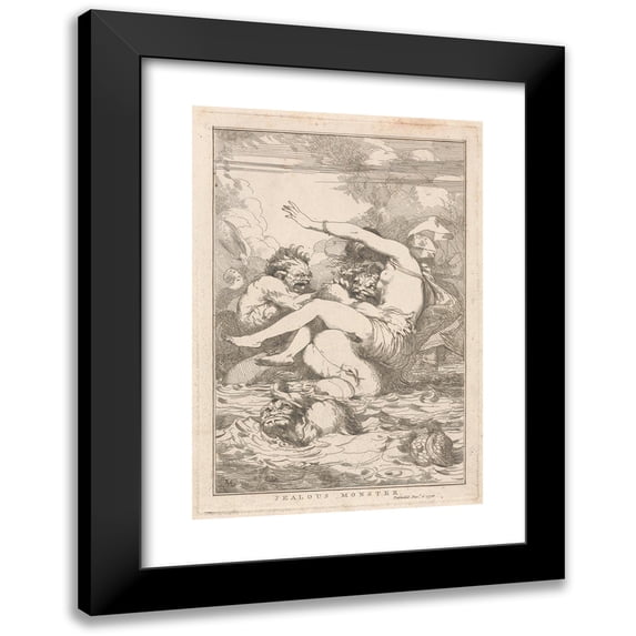 John Hamilton Mortimer 14x18 Black Modern Framed Museum Art Print Titled - Jealous Monster (1778)