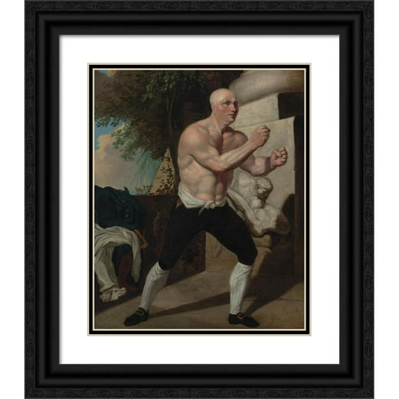 John Hamilton Mortimer 15x18 Black Ornate Wood Framed Double Matted Museum Art Print Titled - Jack Broughton, the Boxer (ca. 1767)