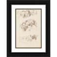 thumbnail image 1 of John Hamilton Mortimer 17x24 Black Ornate Framed Double Matted Museum Art Print Titled: Studies of Groups of Heads, 1 of 5