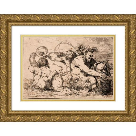 John Hamilton Mortimer 18x14 Gold Ornate Wood Frame and Double Matted Museum Art Print Titled - Revengeful Monsters (Two States)