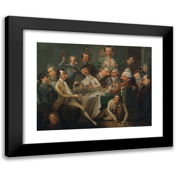 John Hamilton Mortimer 24x19 Black Modern Framed Museum Art Print Titled - A Caricature Group (ca. 1766)