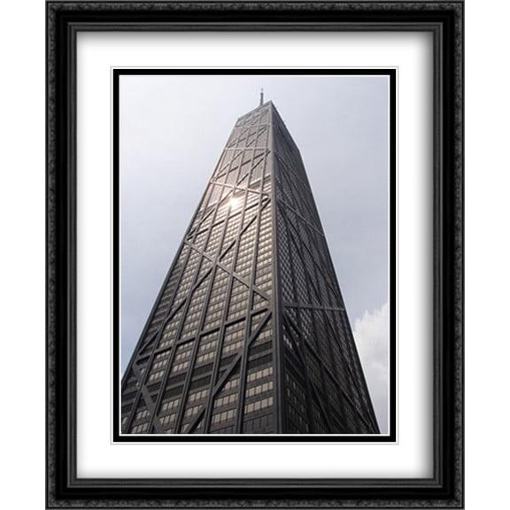 John Hancock Building, Chicago 2x Matted 28x34 Large Black Ornate Framed Art Print by The Cityscape Art Print Series