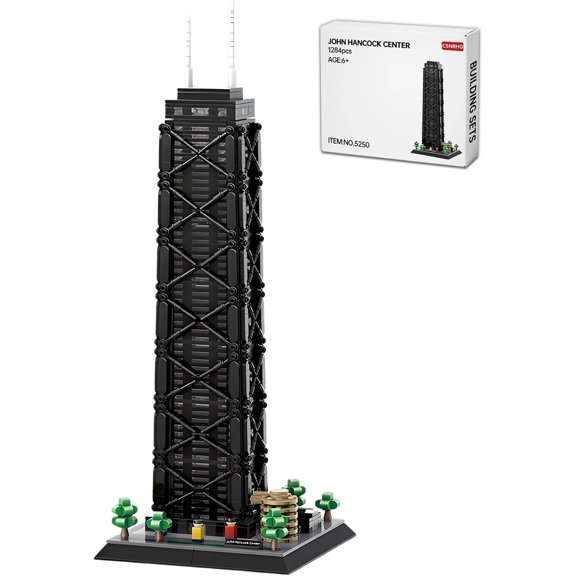 John Hancock Center Chicago Architecture Model Building Blocks Sets | The Office Landmarks Skyline Set Toys Collection for Kids Adults 1284Pcs