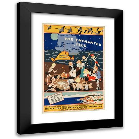 John Held, Jr. 13x18 Black Modern Framed Museum Art Print Titled - The Enchanted Isle (ca. 1934)