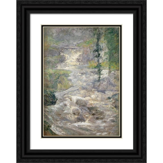 John Henry Twachtman 11x14 Black Ornate Wood Framed Double Matted Museum Art Print Titled: The Rainbow's Source (C.1890-1900)