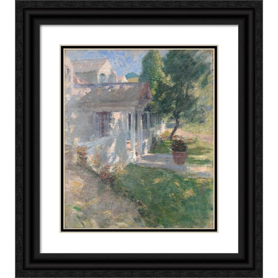 John Henry Twachtman 15x17 Black Ornate Wood Framed Double Matted Museum Art Print Titled - My House