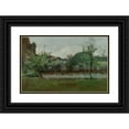 thumbnail image 1 of John Henry Twachtman 18x13 Black Ornate Wood Framed Double Matted Museum Art Print Titled - Landscape with Cottages (circa 1883), 1 of 5