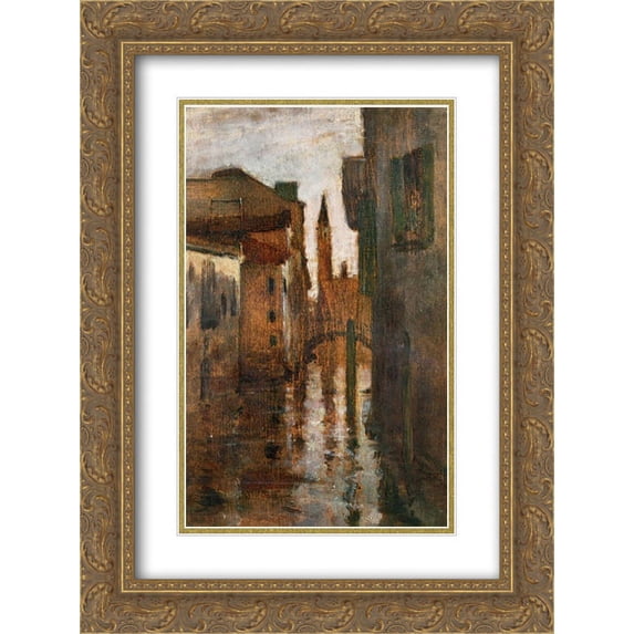 John Henry Twachtman 2x Matted 18x24 Gold Ornate Framed Art Print 'The Campanile, Late Afternoon'
