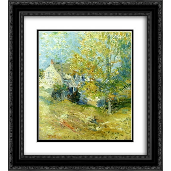 John Henry Twachtman 2x Matted 20x24 Black Ornate Framed Art Print 'The Artist's House through the Trees (also known as Autumn Afternoon)'