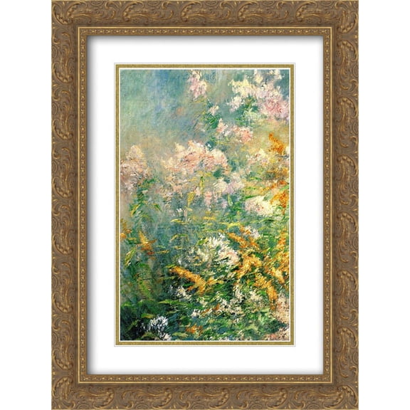 John Henry Twachtman 2x Matted 20x24 Gold Ornate Framed Art Print 'Meadow Flowers (Golden Rod and Wild Aster)'