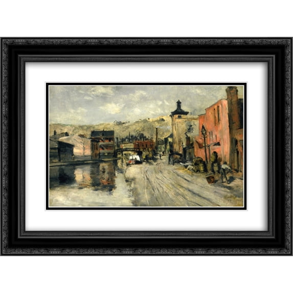 John Henry Twachtman 2x Matted 24x18 Black Ornate Framed Art Print 'Miami Canal, Cincinnati'