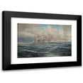 thumbnail image 1 of John Holst 18x13 Black Modern Framed Museum Art Print Titled - Seascape with a Ship (20th Century), 1 of 5