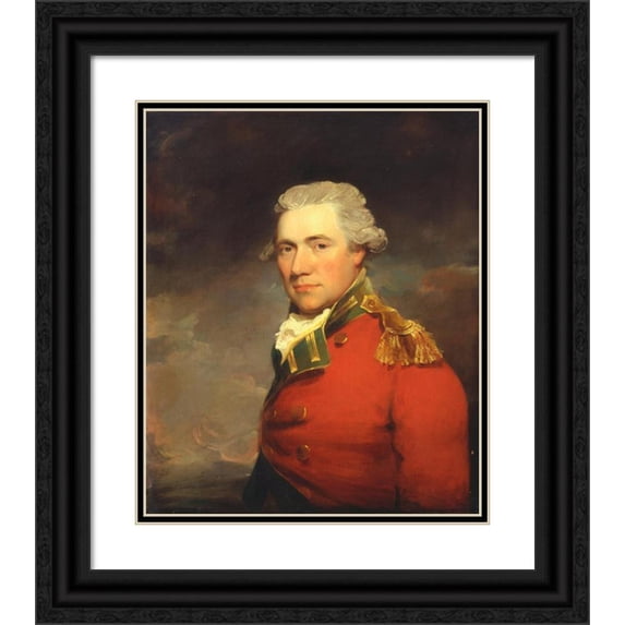 John Hoppner 20x23 Black Ornate Framed Double Matted Museum Art Print Titled: An Unknown British Officer, Probably of 11th (North Devonshire) Regiment of Foot, C.1800