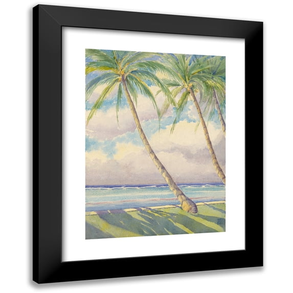 John Ireland Howe Downes 11x14 Black Modern Framed Museum Art Print Titled - Coconut Palms, Honolulu