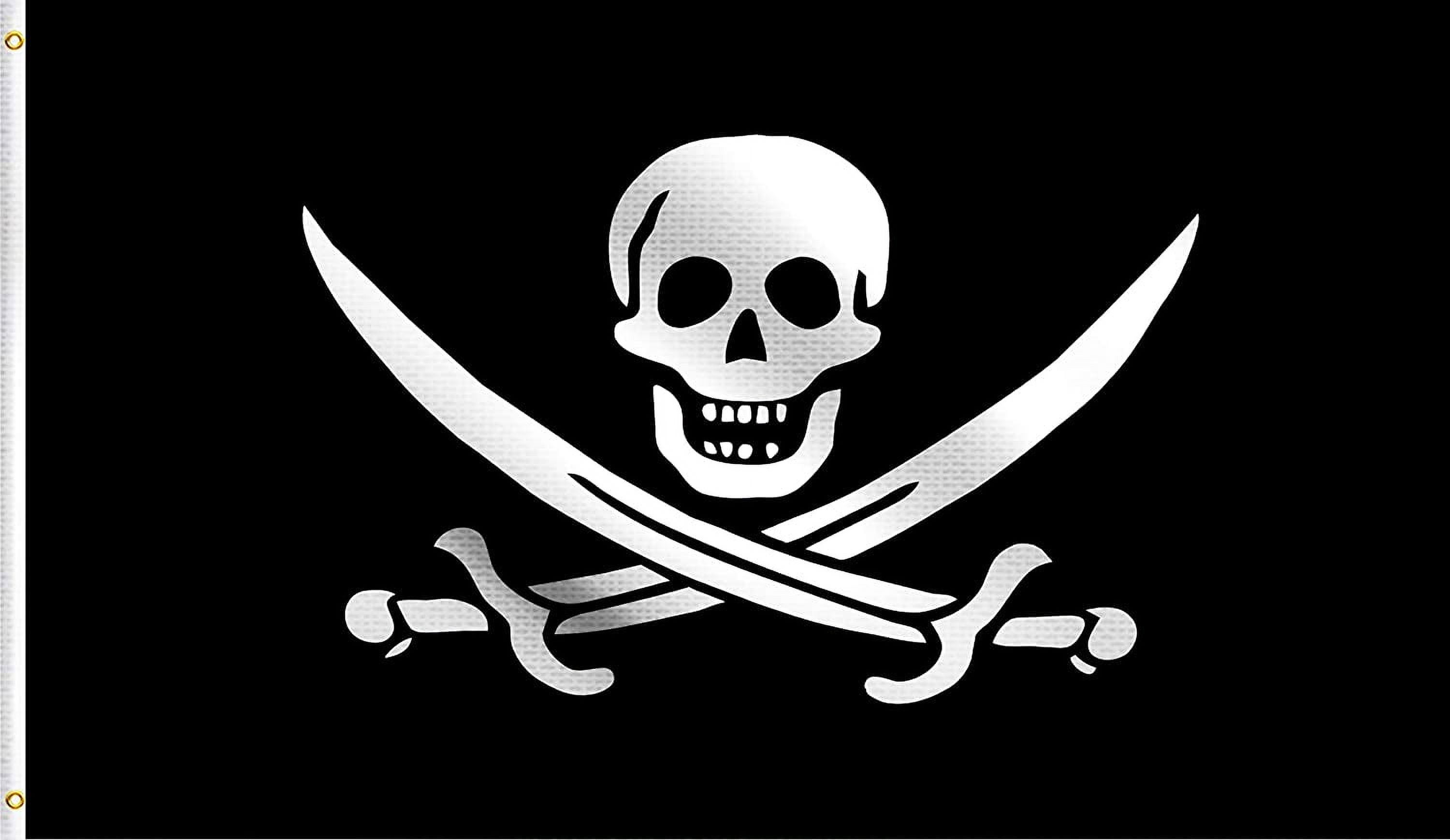 John Jack Rackham Calico Jack Pirate Cross Swords Skull Flag 3X5 ft ,100 Polyester Flag UV