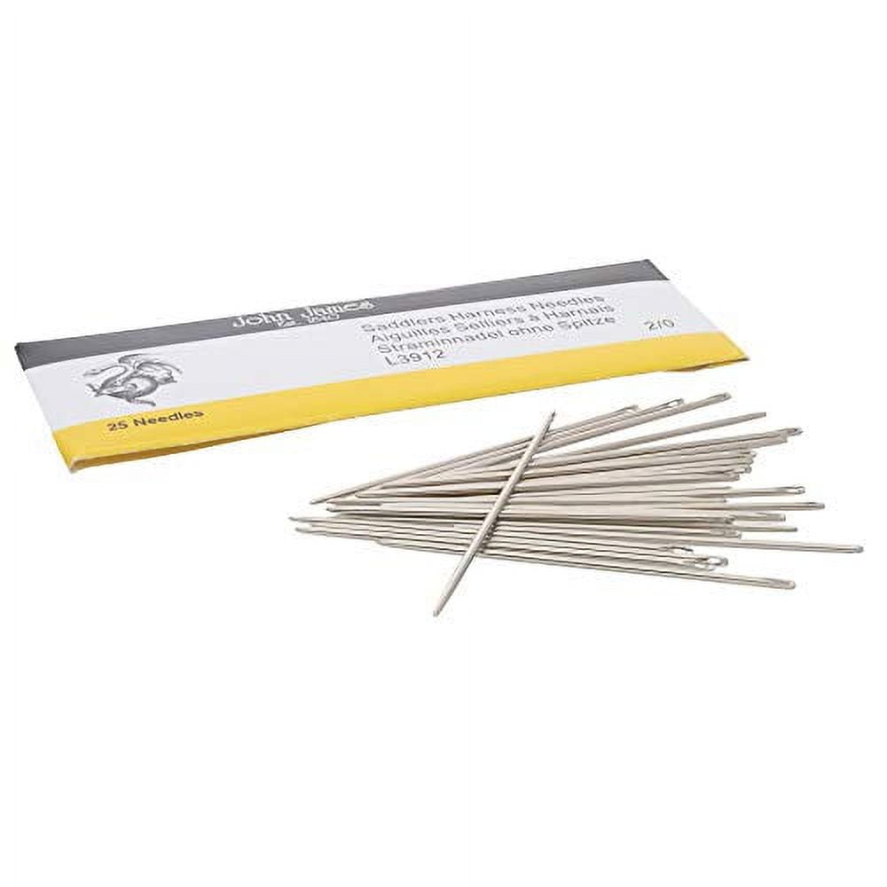 John James Saddlers Harness Needles, Size 17 2/0, 59.5mm in Length and  1.42mm in Diameter, Pack of 25, Large, Rounded Point, Use for All Hand  Stitched Leather Craft Work and Harness/Saddle Repairs 