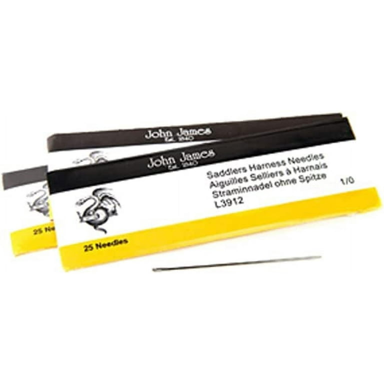 John James Saddlers Harness Needles, Size 18 1/0, 57.5mm in Length and 1.09mm in Diameter, Pack of 25, Large, Rounded Point, Use for All Hand Stitched John James Saddlers Harness Needles, Size 18 1/0, 57.5mm in Length and 1.09mm in Diameter, Pack of 25, Large, Rounded Point, Use for All Hand Stitched