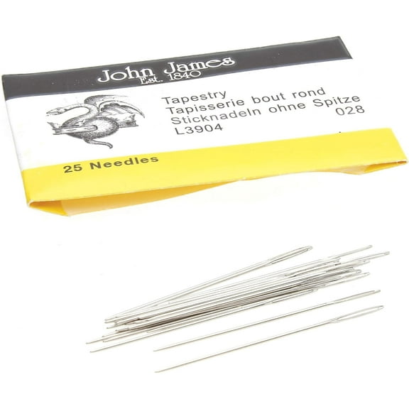 John James Tapestry Needles - Size 10, 25 per Pack, Made in England, Use with Cross Stitch, Embroidery, Tapestry and General Hand Sewing