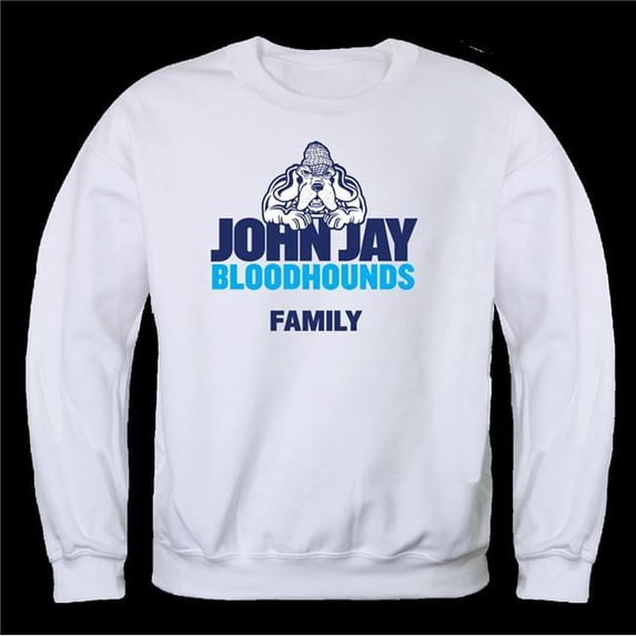 John Jay College of Criminal Justice Bloodhounds Family Crewneck Sweatshirt, White - Small