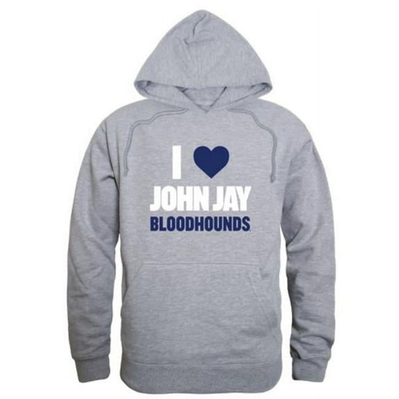 John Jay College of Criminal Justice Bloodhounds I Love Hoodie, Heather Grey - Small