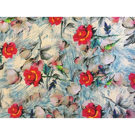 John Kaldor Blossom Silk Rayon Satin Fabric Multicoloured - per yard