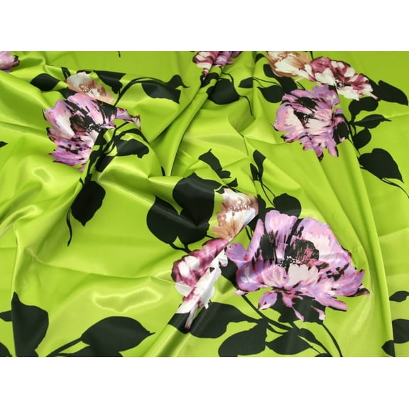 John Kaldor Santa Cruz Stretch Woven Satin Fabric Lime - per yard