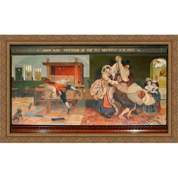 John Kay, Inventor of the Fly Shuttle 40x24 Large Gold Ornate Wood Framed Canvas Art by Ford Madox Brown