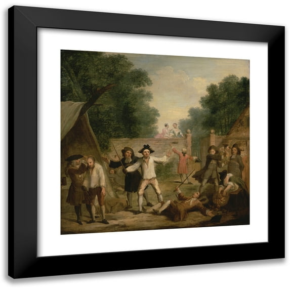 John Laguerre 12x12 Black Modern Framed Museum Art Print Titled - Hob's Defence (ca. 1725)