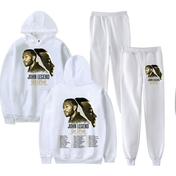 John Legend Get Lifted 20th World Tour 2025 Merch Hoodie and SWEATPANTS set pop print Unisex Casual Street Clothing
