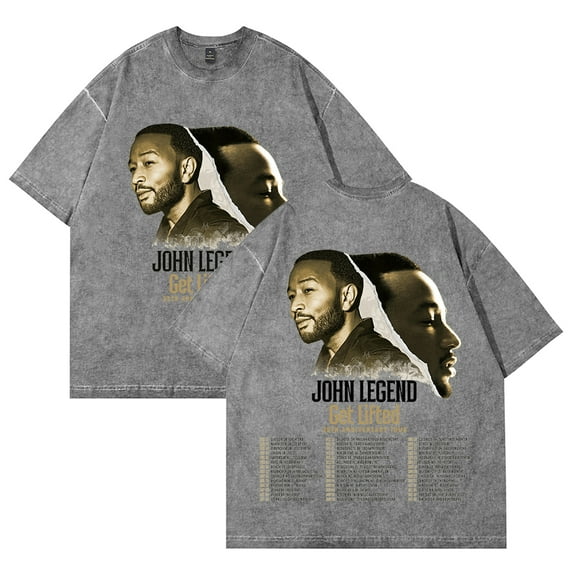 John Legend Tour T-Shirt Vintage Washed Design Round Neck Short Sleeve Top