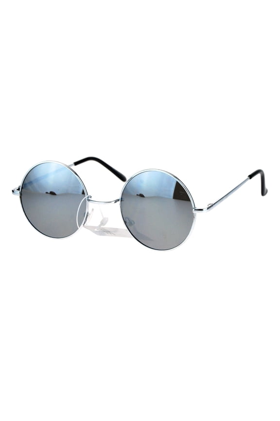 John Lennon Circle Lens mirrored Mirror Lens Wire Rim Round Sunglasses Silver Mirror