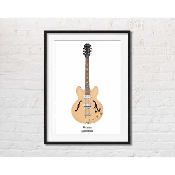 John Lennon Epiphone Casino Guitar Print, Get Back, The Beatles Guitar, Gift for musician, Unframed Poster Size 8x12