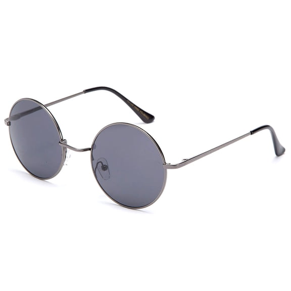 Glassic Hippy 60's Vintage Retro Circle Round Sunglasses & Clear Lens Eye Glasses, Slim Metal Full-rim with Comfortable Metal Spring Temple