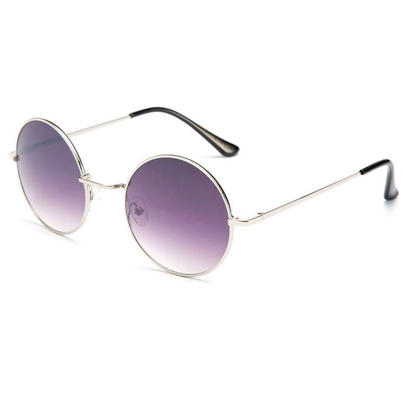 Glassic Hippy 60's Vintage Retro Circle Round Sunglasses & Clear Lens Eye Glasses, Slim Metal Full-rim with Comfortable Metal Spring Temple