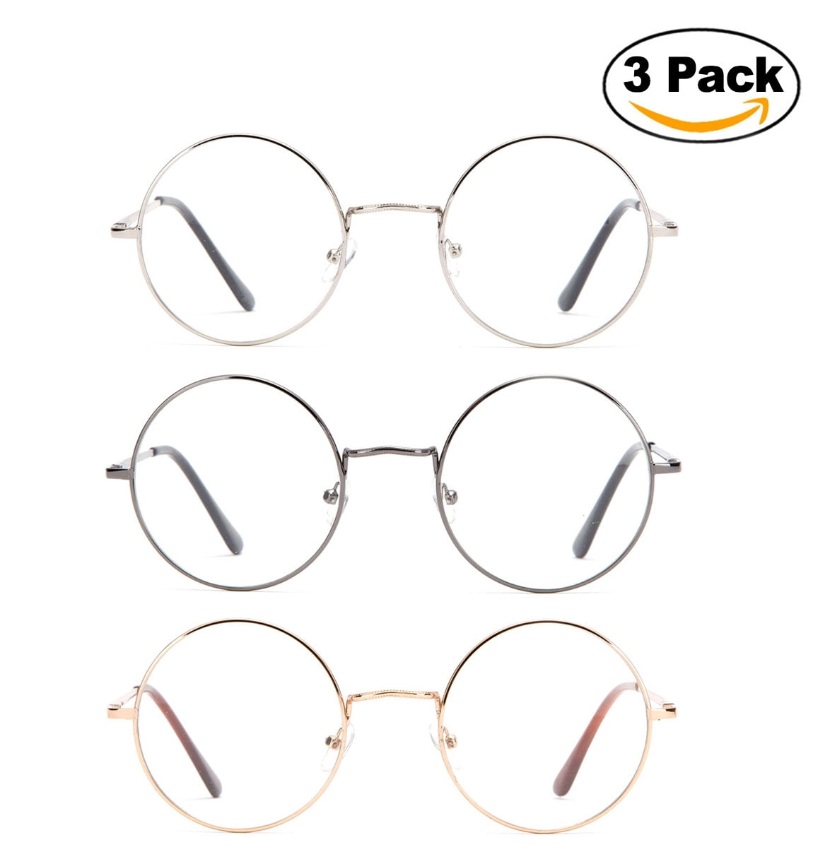 Glassic Hippy 60's Vintage Retro Circle Round Sunglasses & Clear