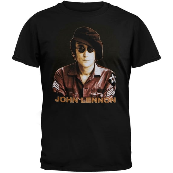 John Lennon Men's Brown Photo Short Sleeve T Shirt