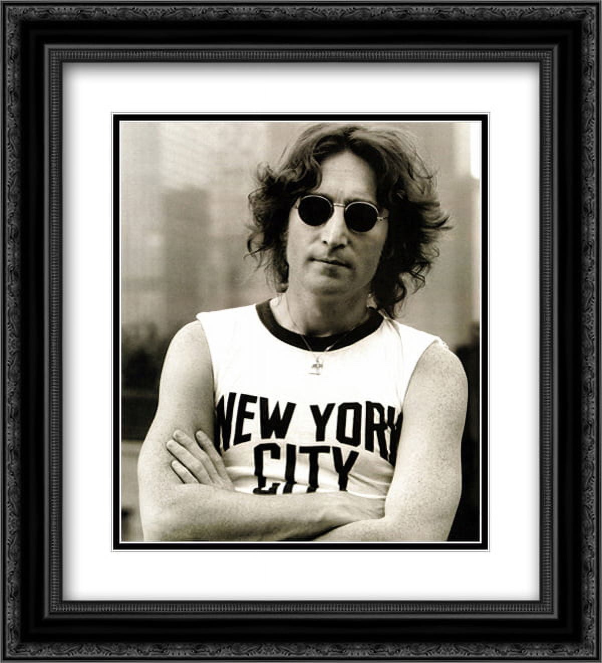 John Lennon (NYC) 2x Matted 20x24 Black Ornate Framed Art Print