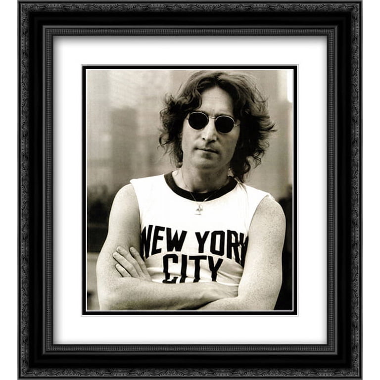 John Lennon (NYC) 2x Matted 20x24 Black Ornate Framed Art Print